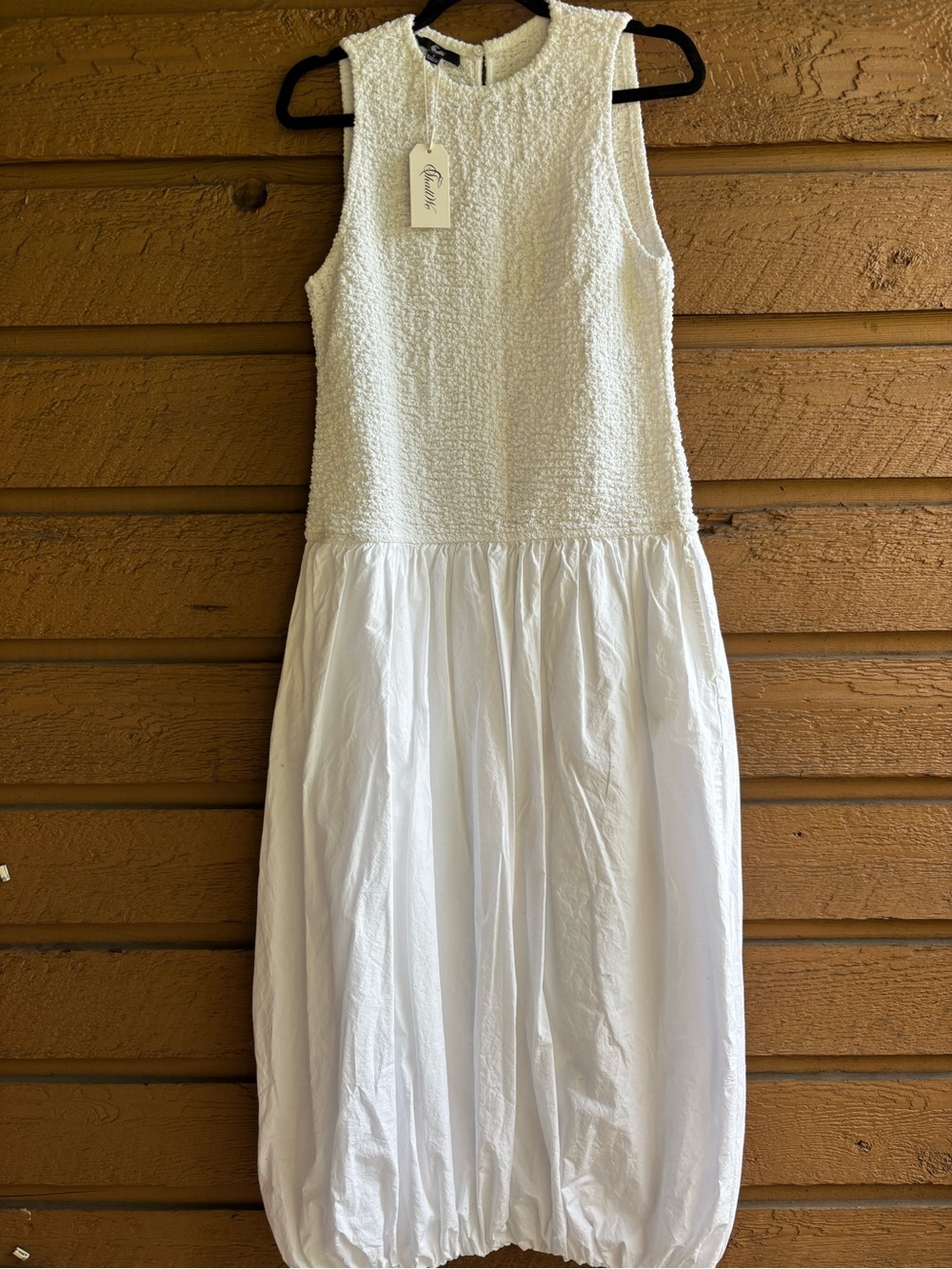 Shall We White Cotton Poplin Balloon Dress